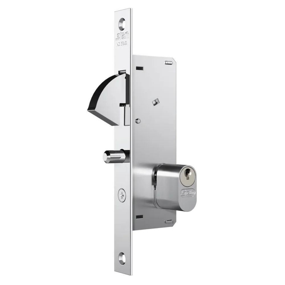 Fechadura Stam 940 Porta de Correr Acabamento Cromado - Espelho de Aço Inox